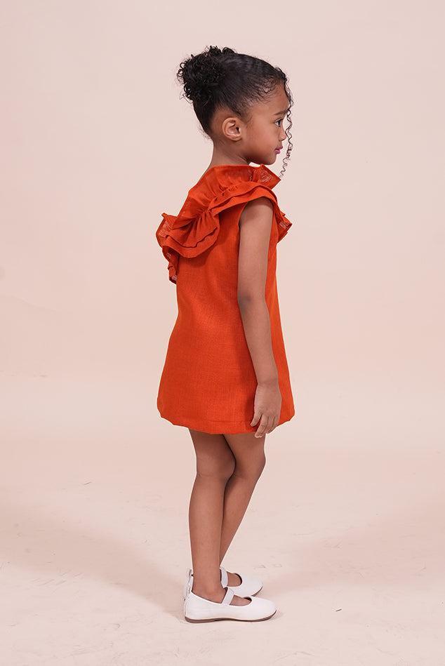 Sunset Ruffle Linen Dress