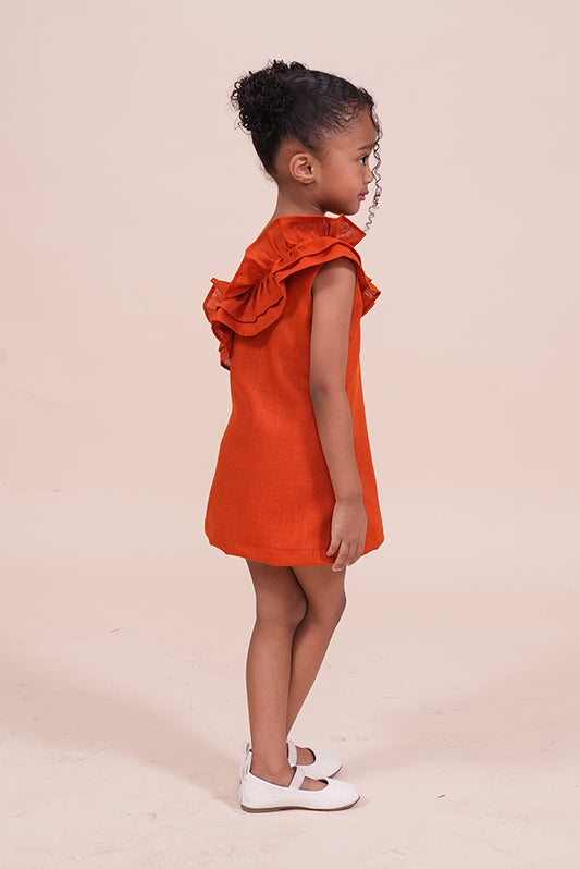 Sunset Ruffle Linen Dress